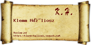 Klemm Héliosz névjegykártya